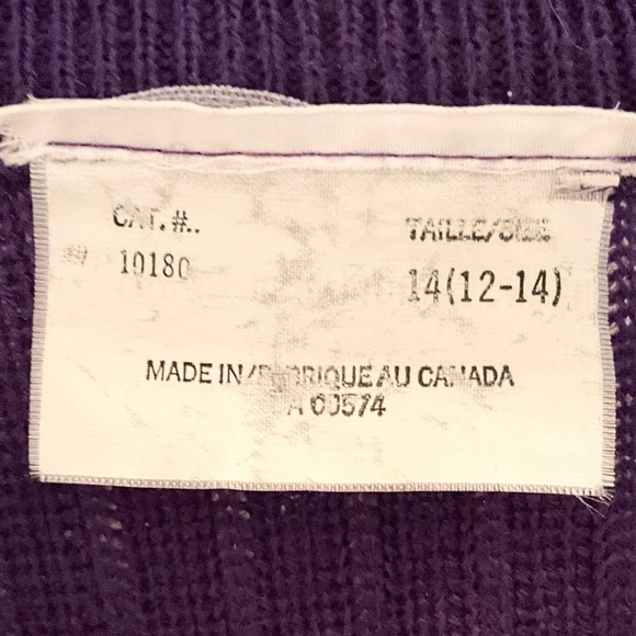 Vintage 80s Knit Dress Midi Secretary Purple Longsleeve Button down Pockets 14 - Picture 6 of 11